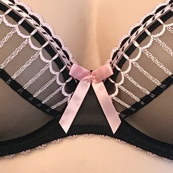 Freya Arabella Sheer Plunge Bra Black Full Bust Support 34DD - Picture 2 of 16